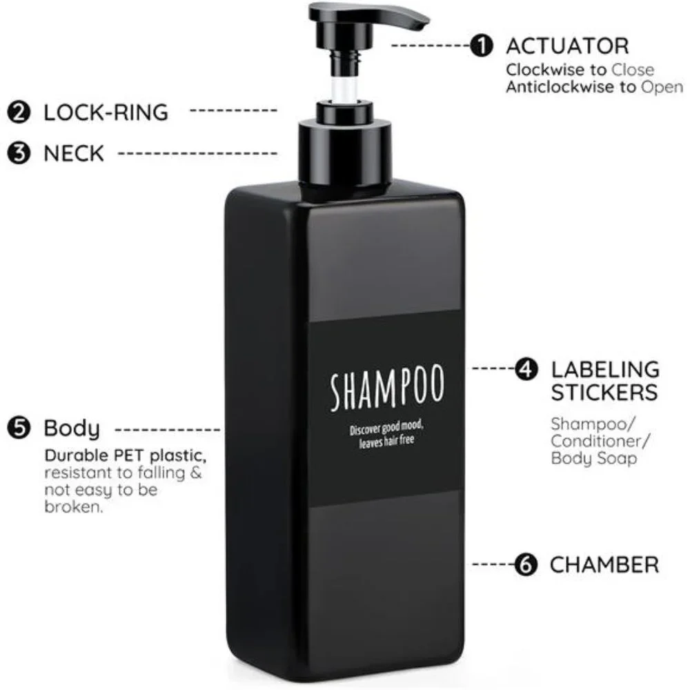 Shampoo and Conditioner Dispenser Refillable, Elegant Soap & Shower Bottles